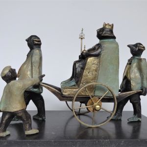 "De nieuwe kleren van de keizer", keramiek met bronscoating