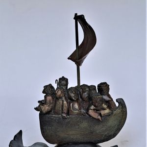 Sinte Brandaan en de walvis., keramiek